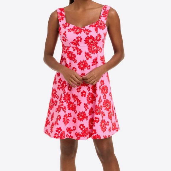 Draper James Henrietta Mini Dress Pink Dress with Red Floral Pattern Size 10 - Picture 9 of 10